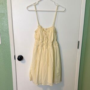 aerie Pale Yellow Smocked Sundress
